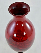 VINTAGE ROYAL DOULTON FLAMBE HOUSE SUNFLOWER COUNTRY SCENE VASE signed NOKE 18cm