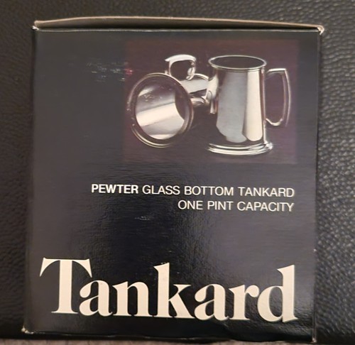 Pewter pint tankard with - 1,