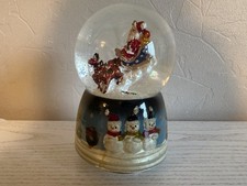 Vintage Musical Christmas Snow Globe Jingle Bells - 3D Acrylic Santa Scene (MB1)