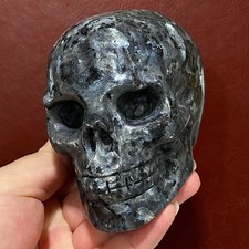 Black Obsidian Skull - Glossy Gothic Sculpture - Healing Crystal Art - 1.9LB