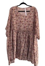 Ewa i Walla Floral Tunic Top Womens M Beige Floral Pattern Pure Silk