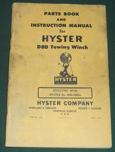 Hyster d8d towing winch - hyster,