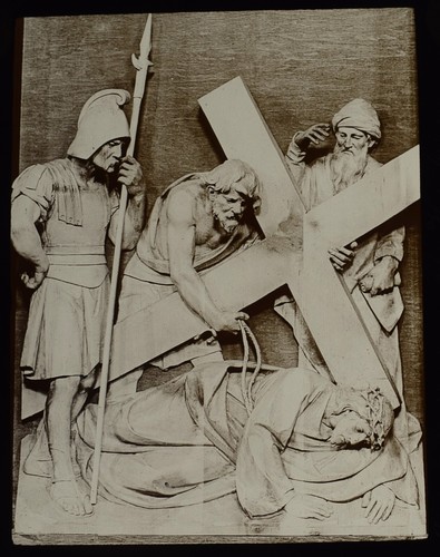 Jesus falls beneath the cross - falls,