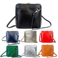Ladies Vera Pelle Crossbody Bag Genuine Italian Leather Shoulder Bag Zip Handbag