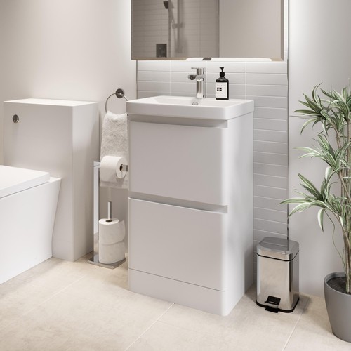 White free standing vanity - white,