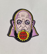 SHOOT AGAIN Uncle Fester The Addams Family PinBall Enamel Pin lapel 90s