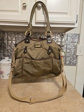 Storksak London Olivia Brown Nylon 10 Pouch Shoulder Diaper Bag 3 Zip Pockets