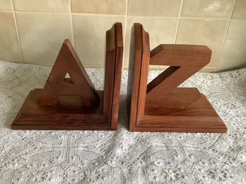 Pair vintage heavy wooden a - wooden,