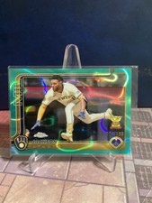 Jackson Chourio 2025 Topps Chrome Aqua Ray Wave refractor 074/199 Brewers