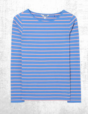 Women’s Fat Face Breton Top Cotton Long Sleeve Blue Multi Pink Stripe Crew Neck