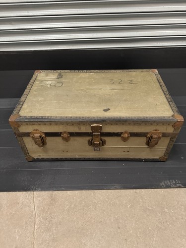 Antique steamer trunk - antique, metal