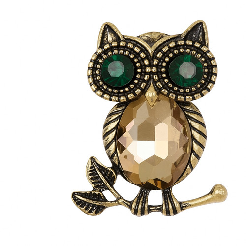 Vintage style owl brooch - owl, gold