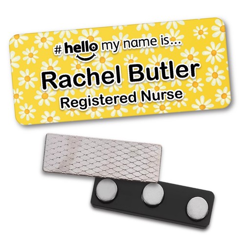 Hello name badge - badge, yellow