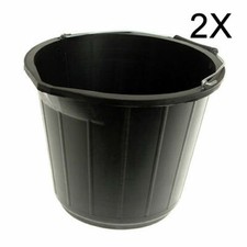 2 x Black Plastic Bucket 3