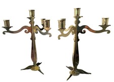 PAIR VINTAGE BRASS 4 ARM CANDELABRA USED