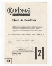 Qualcast Electric Panther Lawnmower Guarantee Card