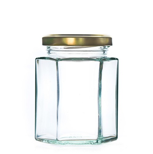 Hexagonal glass jam jars - jars, with
