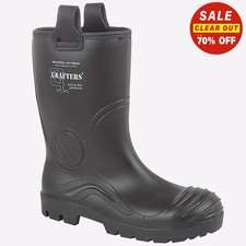 Grafters Antioch Full Safety WATERPROOF Mens Work Slip On Rigger Boots Black
