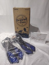 CAPAS Travel Swim Fins S/M JR 9-13 Adjustable Snorkel Flippers Blue New