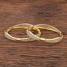 Indian Pakistani 22 ct gold plated high quality zirconia bangles size 2.6