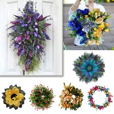 Artificial Flowers Wreath Door Hanging Spring Garland Easter Wedding Home Decor