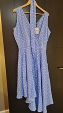 Women’s Quiz Blue And White Polka Dot Dress Size18