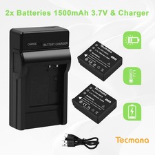 2Pcs Battery + Charger for Panasonic CGA-S007E CGA-S007A/1B DMW-BCD10 CGR-S007E