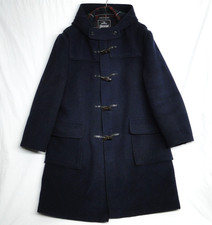 GLOVERALL England Mens Navy Blue Wool Blend Hooded Duffle Coat UK Size 38 EUR 42