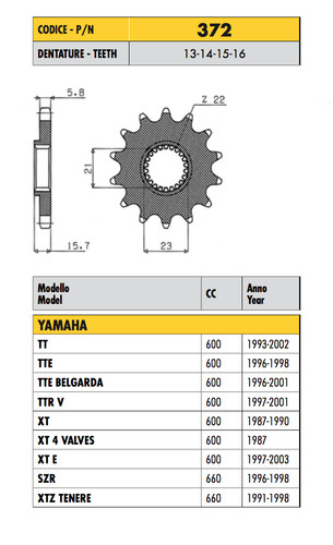 372 pass sprocket - -, for