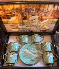 set of six  Green and gold