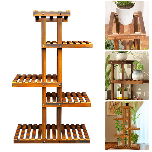 Tier wooden plant shelf rack - 5,