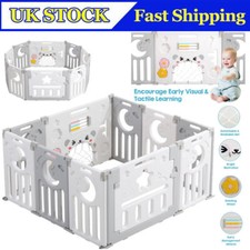 10 Panel Foldable Baby Playpen Kids Children Safety Play Yard Indoor Fence UK