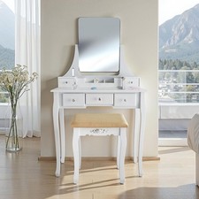 Dressing Table Mirror 5 Drawers Removable Compartments Storage Furniture New