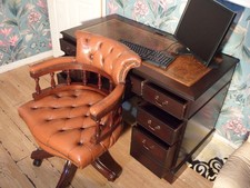 Antique Leather Top Desk  And