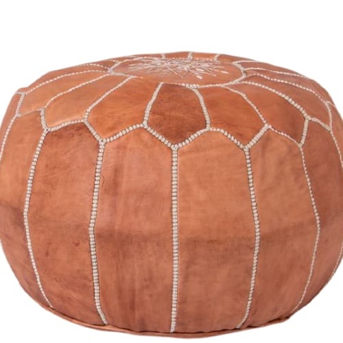 Moroccan leather pouffe - leather,