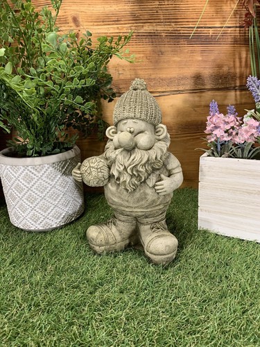 Stone garden gnome footballer - stone,