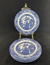 Set 4 Vintage EIT England Willow Pattern Blue and White Dessert Sandwich Plates