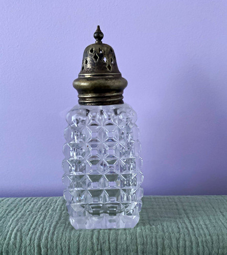 Vintage heavy cut glass sugar - vintage,