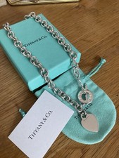 Genuine Tiffany & Co sterling heart toggle necklace with box pouch