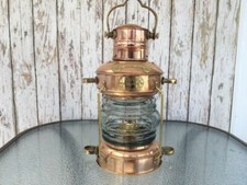 Brass & Copper Anchor Oil Lamp Nautical Maritime Ship Lantern Boat Light Solid