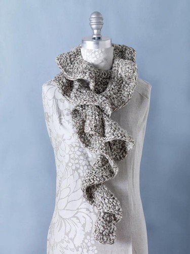 Wool ruffle scarf tweed - wool, in