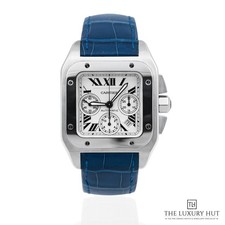 Cartier Santos 100 XL Chronograph 2740, With Box Stainless Steel 41mm White R...