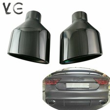 2x Universal RS Oval Exhaust Tips For Audi A4 A5 A6 A7 RS4 RS3 GOLF R Leon Cupra