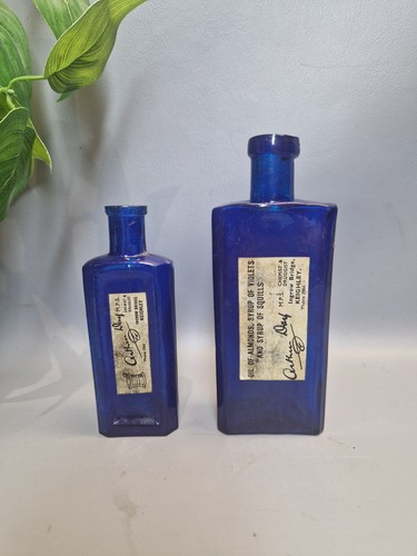 Antique pair blue - blue, glass