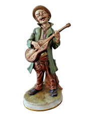 Vintage Rare Carlo Mollica Capodimonte Figure of a Guitar Player - Signed c 1960