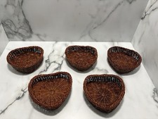 Vtg 5 Heart-Shaped Wicker