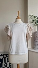 ZARA cotton frill sleeves top