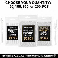 Disposable Clear Plastic Cutlery Table Heavy Duty Plastic Fork  Spoons Reusable