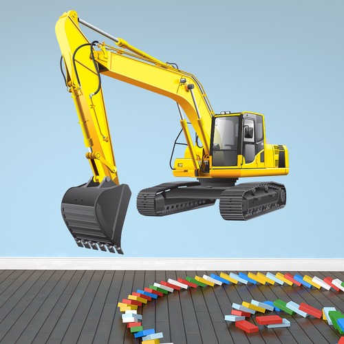 Yellow digger jcb - yellow, sticker