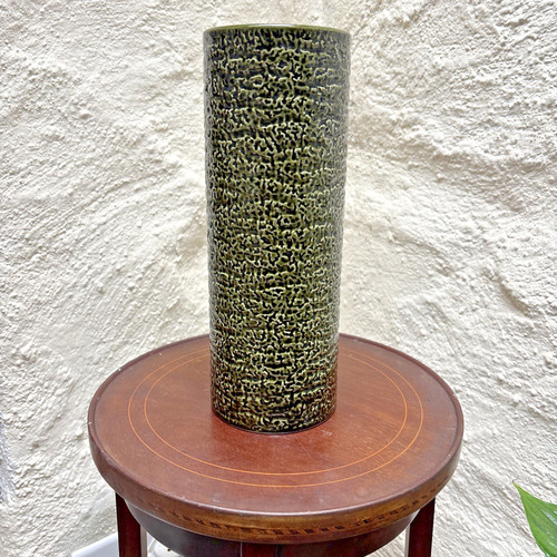 Large dark green vintage vase - dark,